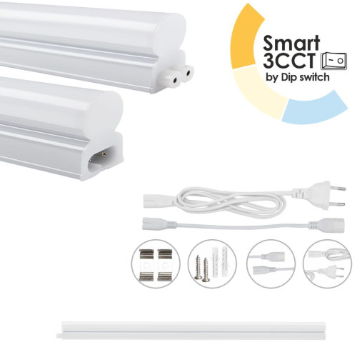 EL199412 | LED T5 Batten 8W|800lm|3CCT3000-4000-6500k by Dip switch|587x22.5xh36mm|{enjoysimplicity}™+cable 1mt+cable 15cm