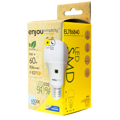EL786840 | SmartLED A60 SENSOR DAY-NIGHT|9W(>60W)Ε27|6500k|806lm|{enjoysimplicity}™