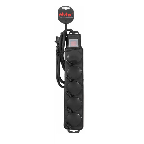ELP12502 | ΠΟΛΥΠΡΙΖO 5Θ ΣΤΕΓΑΝΟ IP44 +ΚΑΠΑΚΙ+ΔΙΑΚ.+ΚΑΛ.1.4mt 3G1.5mm2 ΜΑΥΡΟ