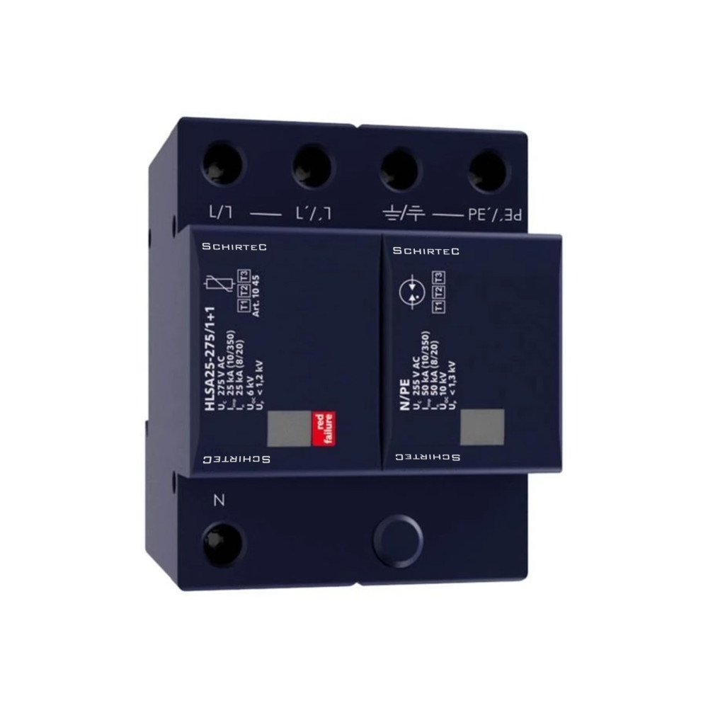 10457 | HSLA25-275/1+1 |SPD T1+T2+T3 |ΑΝΤΙΚΕΡΑΥΝΙΚΟ ΠΑΛΜΙΚΟΥ ΡΕΥΜΑΤΟΣ & ΠΡΟΣΤΑΤΕΥΤΙΚΟ ΥΠΕΡΤΑΣΗΣ | Schirtec® 