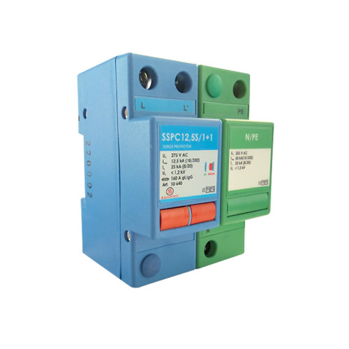 10640 | SSPC12,5S/1+1 | SPD T1+T2 | ΑΝΤΙΚΕΡΑΥΝΙΚΟ ΠΑΛΜΙΚΟΥ ΡΕΥΜΑΤΟΣ & ΠΡΟΣΤΑΤΕΥΤΙΚΟ ΥΠΕΡΤΑΣΗΣ | Schirtec®