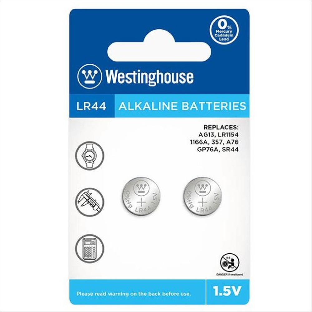LR 44-BP2 | Button Cell - Alkaline - 1.5V - AG13-BP2(0%Hg) - Blister 2pcs