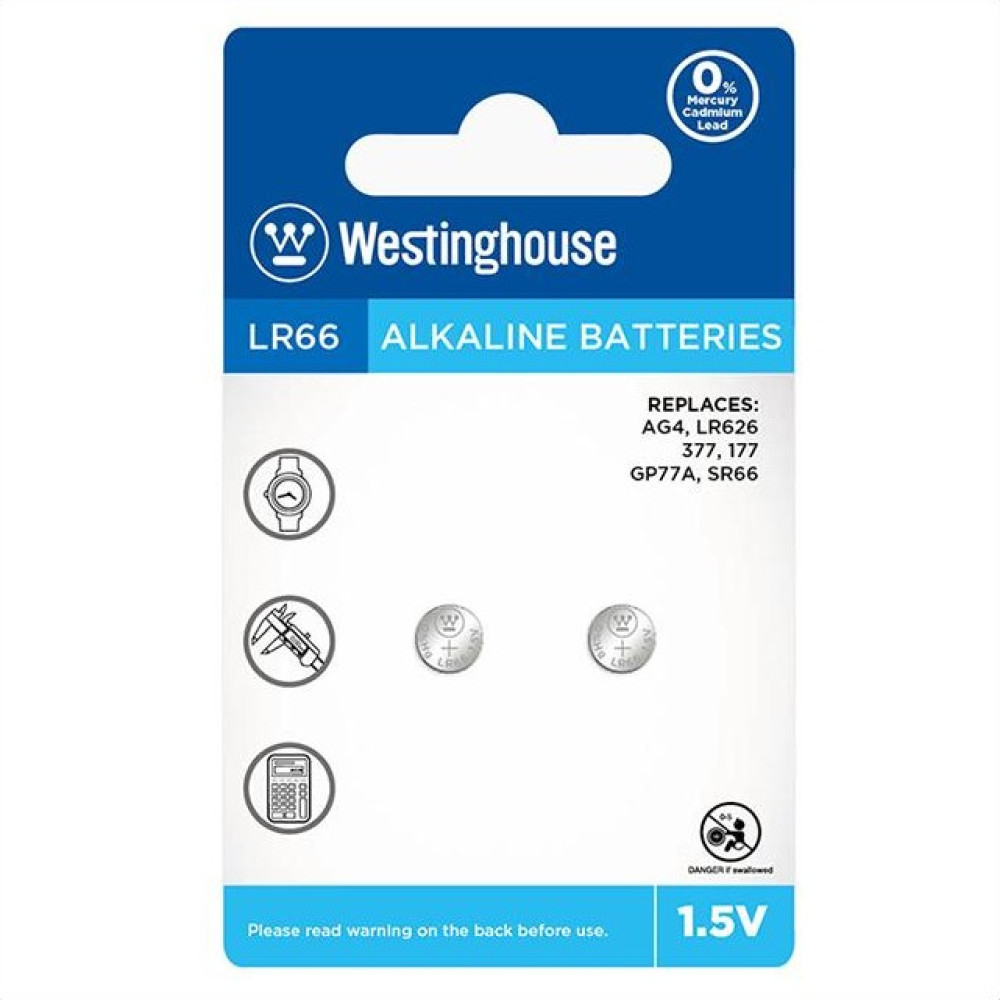 LR 66-BP2 | Button Cell - Alkaline - 1.5V - AG4-BP2(0%Hg) - Blister 2pcs