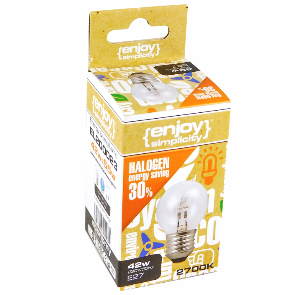 EL200023 | G45 Halogen|42W(>55W)E27|2700k|630lm|{enjoysimplicity}™ EL200023 | G45 Halogen|42W(>55W)E27|2700k|630lm|{enjoysimplicity}™