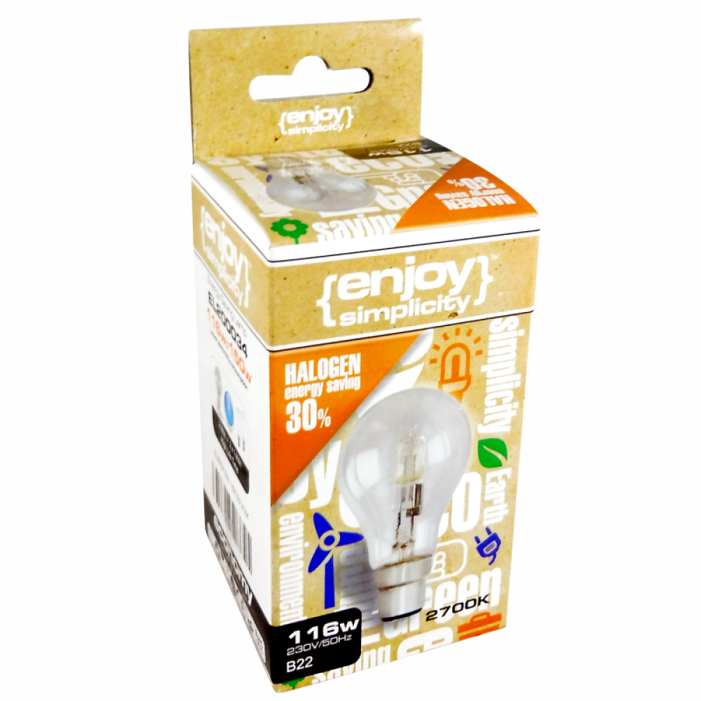 EL200030 | A55 Halogen|42W(>55W)B22|2700k|630lm|{enjoysimplicity}™ EL200030 | A55 Halogen|42W(>55W)B22|2700k|630lm|{enjoysimplicity}™