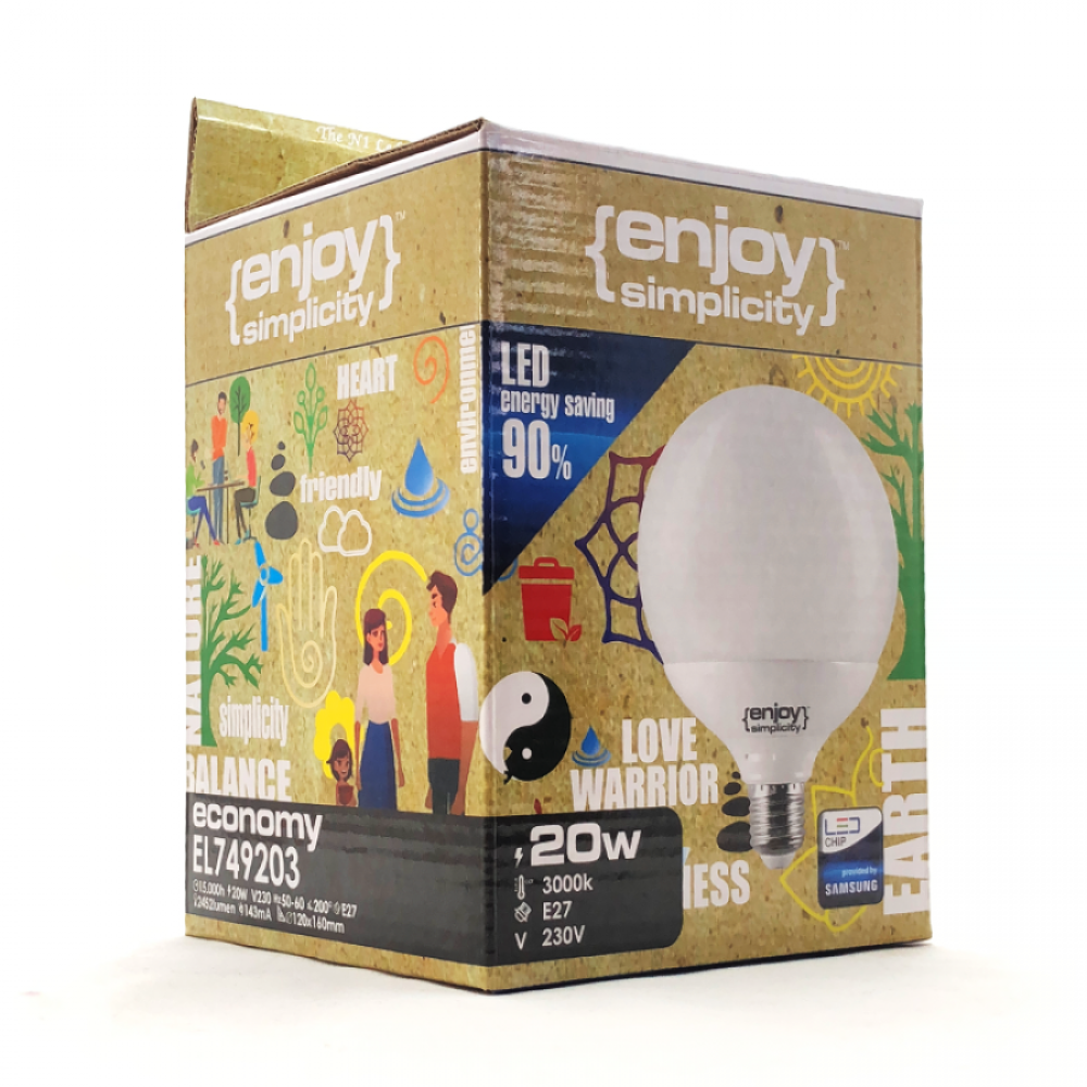 EL749203 | LED BALL G120|20W(>150W)Ε27|3000k|2452lm|{enjoysimplicity}™ EL749203 | LED BALL G120|20W(>150W)Ε27|3000k|2452lm|{enjoysimplicity}™