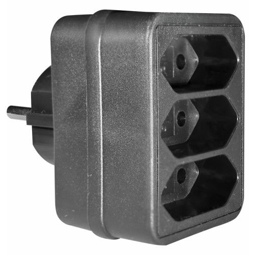 ELP31302 | ΑΝΤΑΠΤOΡΑΣ SCHUKO → 3Θ ΙΙ x16A max:1700W IP20 ΜΑΥΡΟ
