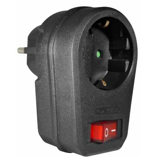ELP32102 | ΑΝΤΑΠΤOΡΑΣ ΜΕ ΔΙΑΚ. SCHUKO → 1Θ SCHUKO max:3680W IP20 ΜΑΥΡΟ