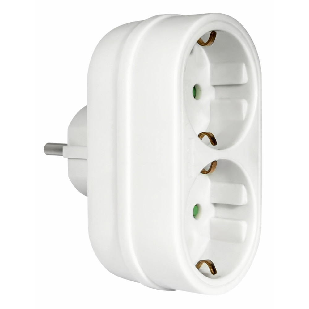 ELP33201 | ΑΝΤΑΠΤOΡΑΣ SCHUKO → 2Θ SCHUKO x16A max:3680W IP20 ΛΕΥΚΟ