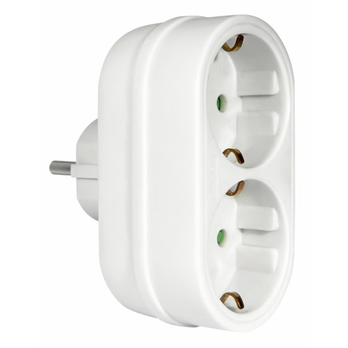 ELP33201 | ΑΝΤΑΠΤOΡΑΣ SCHUKO → 2Θ SCHUKO x16A max:3680W IP20 ΛΕΥΚΟ