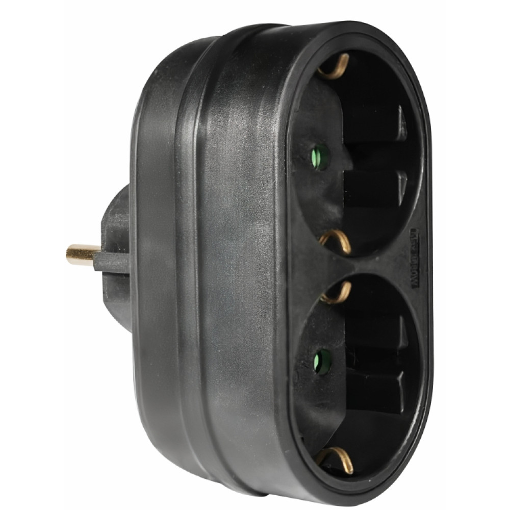 ELP33202 | ΑΝΤΑΠΤOΡΑΣ SCHUKO → 2Θ SCHUKO x16A max:3680W IP20 ΜΑΥΡΟ ELP33202 | ΑΝΤΑΠΤOΡΑΣ SCHUKO → 2Θ SCHUKO x16A max:3680W IP20 ΜΑΥΡΟ