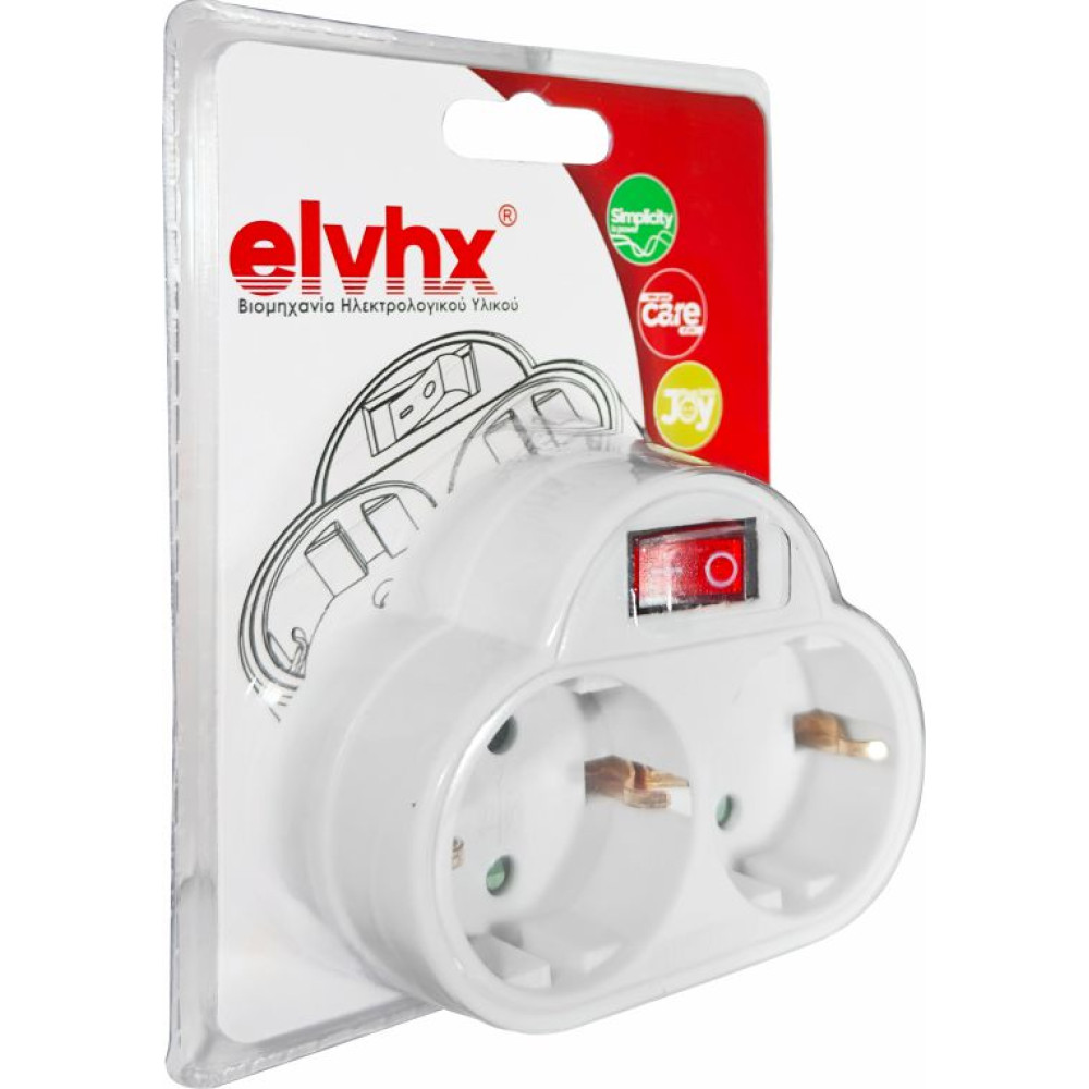 ELP34201 | ΑΝΤΑΠΤOΡΑΣ ΜΕ ΔΙΑΚ. SCHUKO → 2Θ SCHUKO max:3680W IP20 ΛΕΥΚΟ