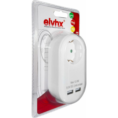 ELP37101 | ΑΝΤΑΠΤOΡΑΣ ΜΕ USB SCHUKO → 1Θ SCHUKO max:3680W IP20 ΛΕΥΚΟ ELP37101 | ΑΝΤΑΠΤOΡΑΣ ΜΕ USB SCHUKO → 1Θ SCHUKO max:3680W IP20 ΛΕΥΚΟ