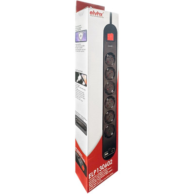 ELP130602 | ΠΟΛ/ΖO 6Θ ΠΡΟΣΤΑΣΙΑΣ ΥΠΕΡΤΑΣΕΩΝmax3680W+ΔΙΑΚ.+USB+ΚΑΛ.1mt IP20 ΜΑΥΡΟ ELP130602 | ΠΟΛ/ΖO 6Θ ΠΡΟΣΤΑΣΙΑΣ ΥΠΕΡΤΑΣΕΩΝmax3680W+ΔΙΑΚ.+USB+ΚΑΛ.1mt IP20 ΜΑΥΡΟ