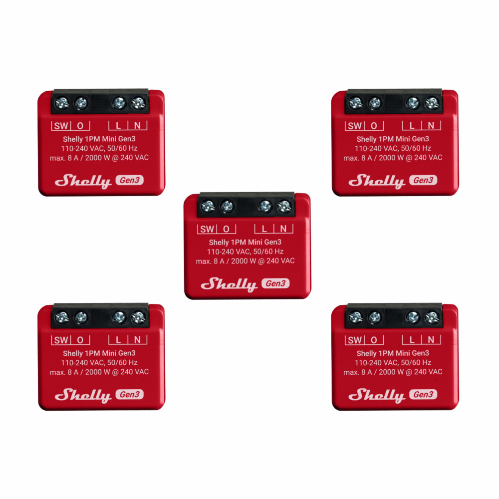 Shelly 1PM Mini Gen3 x5 Bundle (5τεμ * 3800235261590)