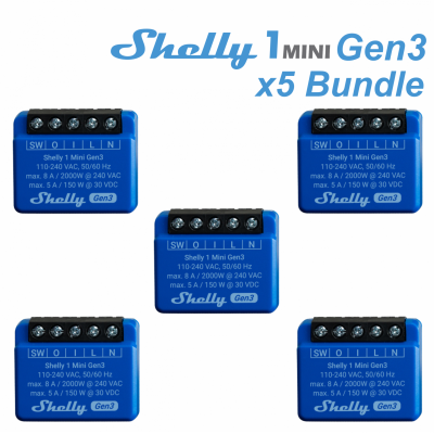 Shelly 1 Mini Gen 3 x5 Bundle Shelly 1 Mini Gen 3 x5 Bundle