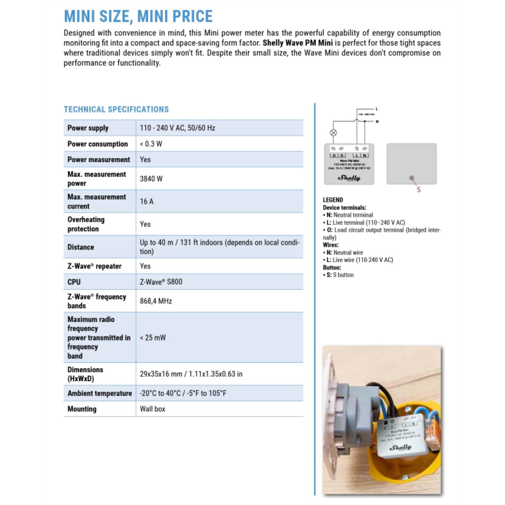 Shelly Qubino Wave PM Mini - EAN 3800235269152