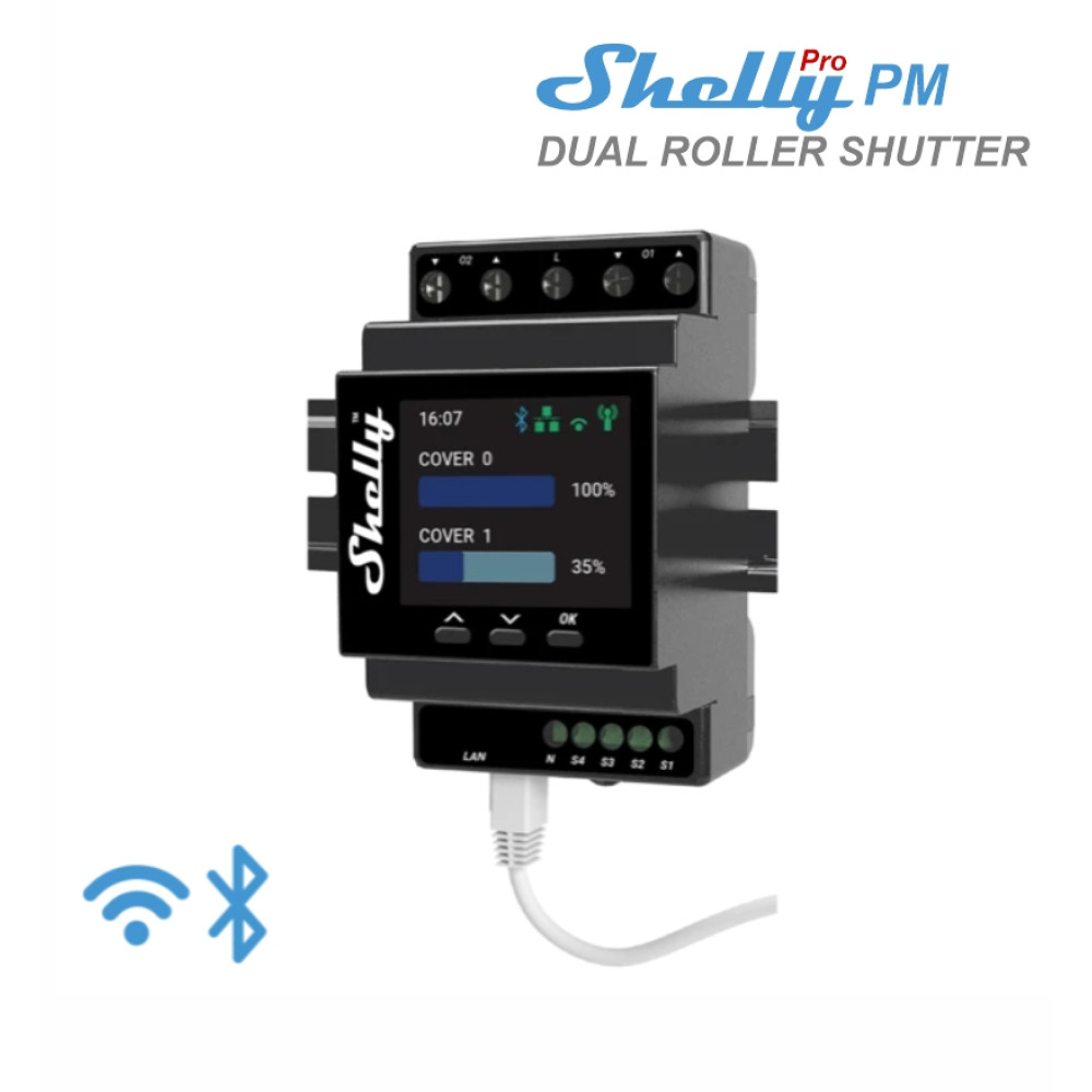 Shelly Pro Dual Cover PM - EAN 3800235268124 Shelly Pro Dual Cover PM - EAN 3800235268124