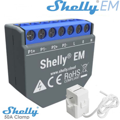 Shelly EM + 50A Clamp - EAN 3800235262207+3800235266045 Shelly EM + 50A Clamp - EAN 3800235262207+3800235266045