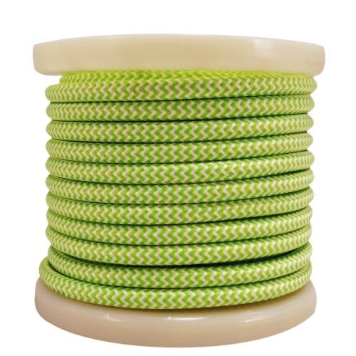 EL330030 | Textile Cable 2x0.75mm²- ρολλό 10mt –  Πράσινο - Λευκό