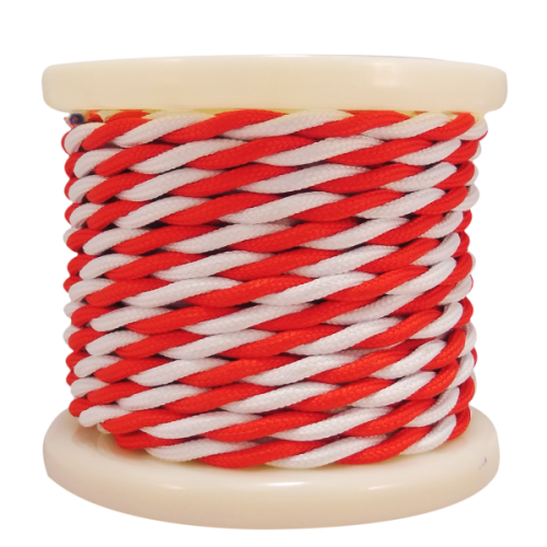 EL338028 | Textile Cable Τwist 2x0.75mm²- ρολλό 10mt  –  Κόκκινο & λευκό