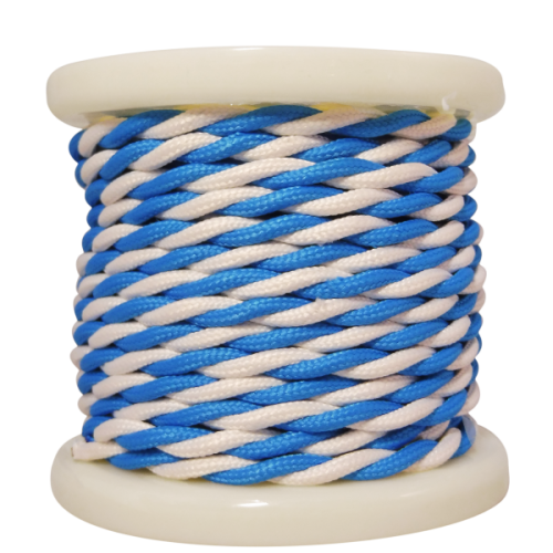 EL338029 | Textile Cable Τwist 2x0.75mm²- ρολλό 10mt –  Γαλάζιο & λευκό έντονο