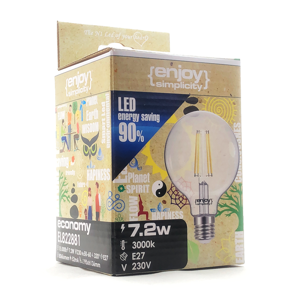 EL822882 | LED FILLAMENT CLEAR|G95 8W(>75w) E27|3000k|1060lm|{enjoysimplicity}™ EL822882 | LED FILLAMENT CLEAR|G95 8W(>75w) E27|3000k|1060lm|{enjoysimplicity}™