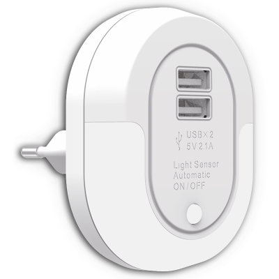 EL130801 | LED Night Light Sensor+2xUSB 5V 2.1A|0.5W|3000k|12lm|{enjoysimplicity}™ EL130801 | LED Night Light Sensor+2xUSB 5V 2.1A|0.5W|3000k|12lm|{enjoysimplicity}™
