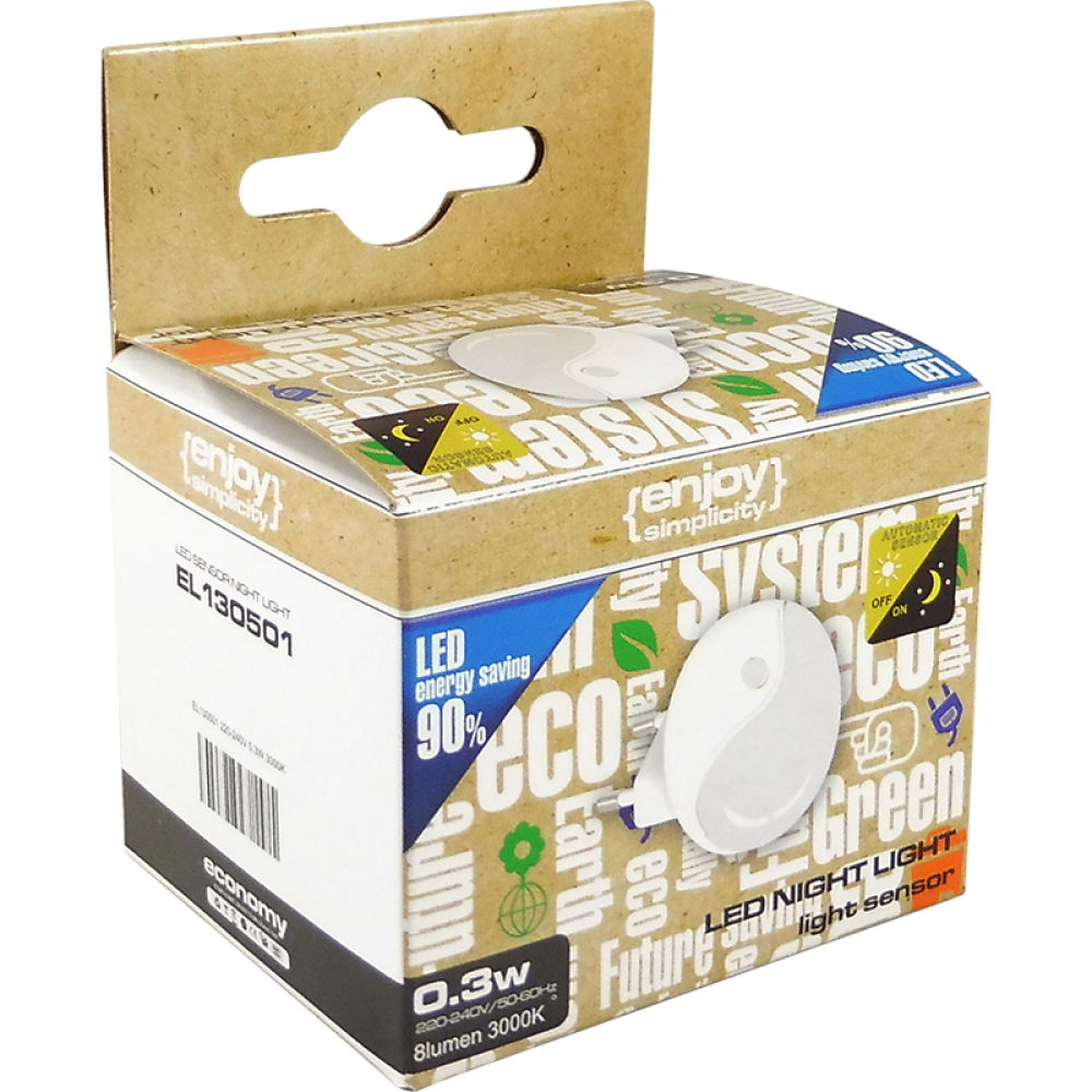 EL130501 | LED Night Light Sensor |0.3W|3000k|8lm|{enjoysimplicity}™ EL130501 | LED Night Light Sensor |0.3W|3000k|8lm|{enjoysimplicity}™
