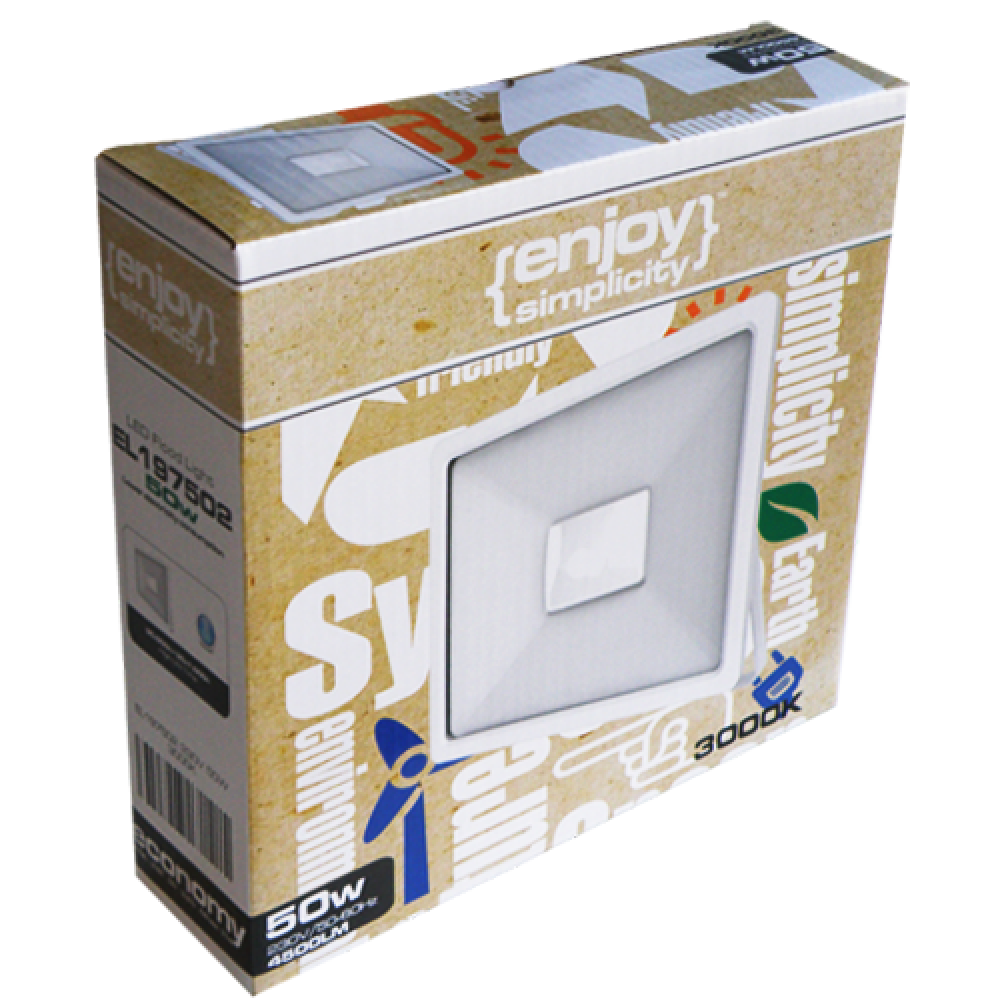 EL197502 | LED WHITE 50W|3000k|4500lm FLOODLIGHT IP65|{enjoysimplicity}™ EL197502 | LED WHITE 50W|3000k|4500lm FLOODLIGHT IP65|{enjoysimplicity}™