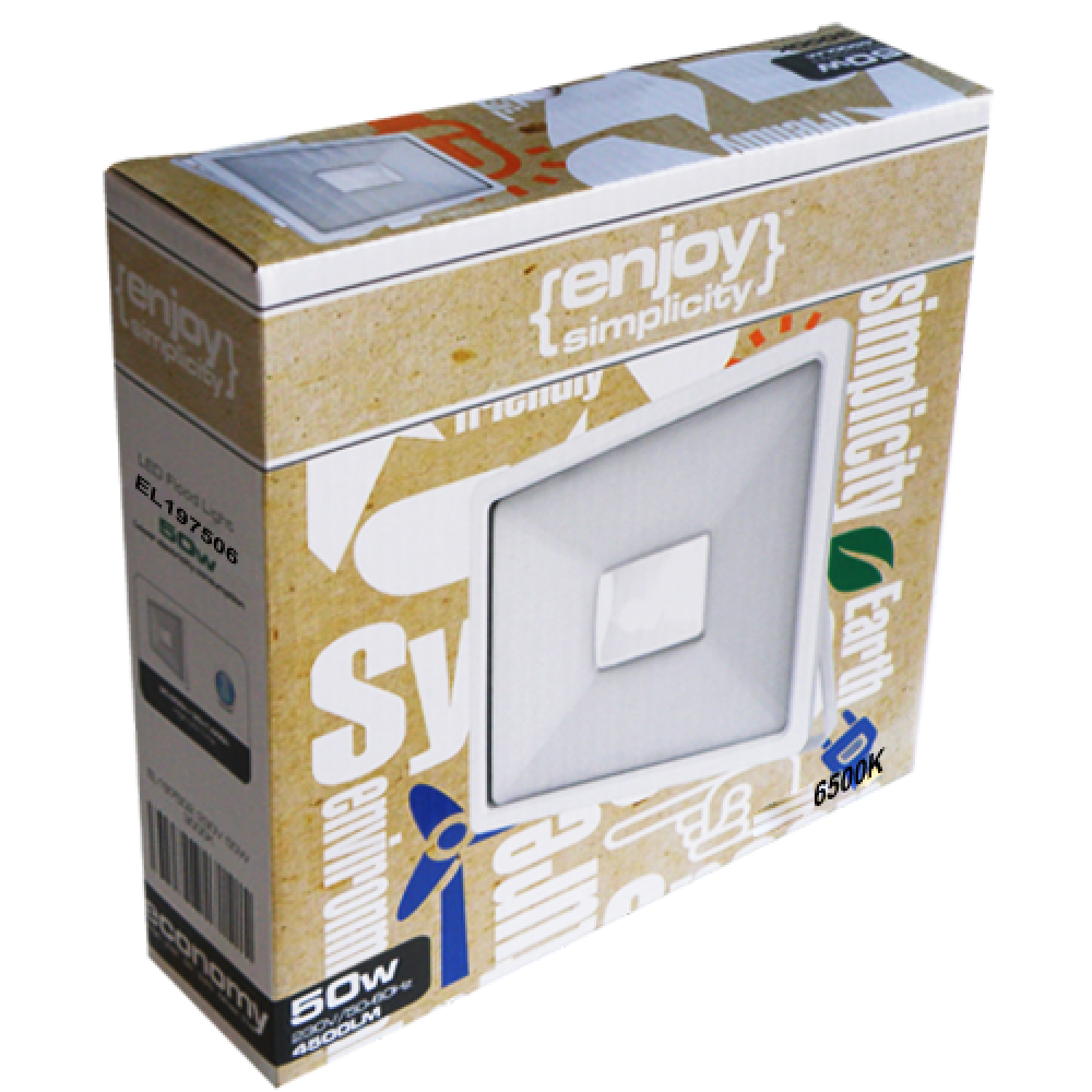 EL197506 | LED WHITE 50W|6500k|5000lm FLOODLIGHT IP65|{enjoysimplicity}™ EL197506 | LED WHITE 50W|6500k|5000lm FLOODLIGHT IP65|{enjoysimplicity}™