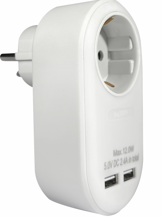 ELP37101 | ELP37101 | ΑΝΤΑΠΤOΡΑΣ ΜΕ USB SCHUKO > 1Θ SCHUKO max:3680W IP20 ΛΕΥΚΟ